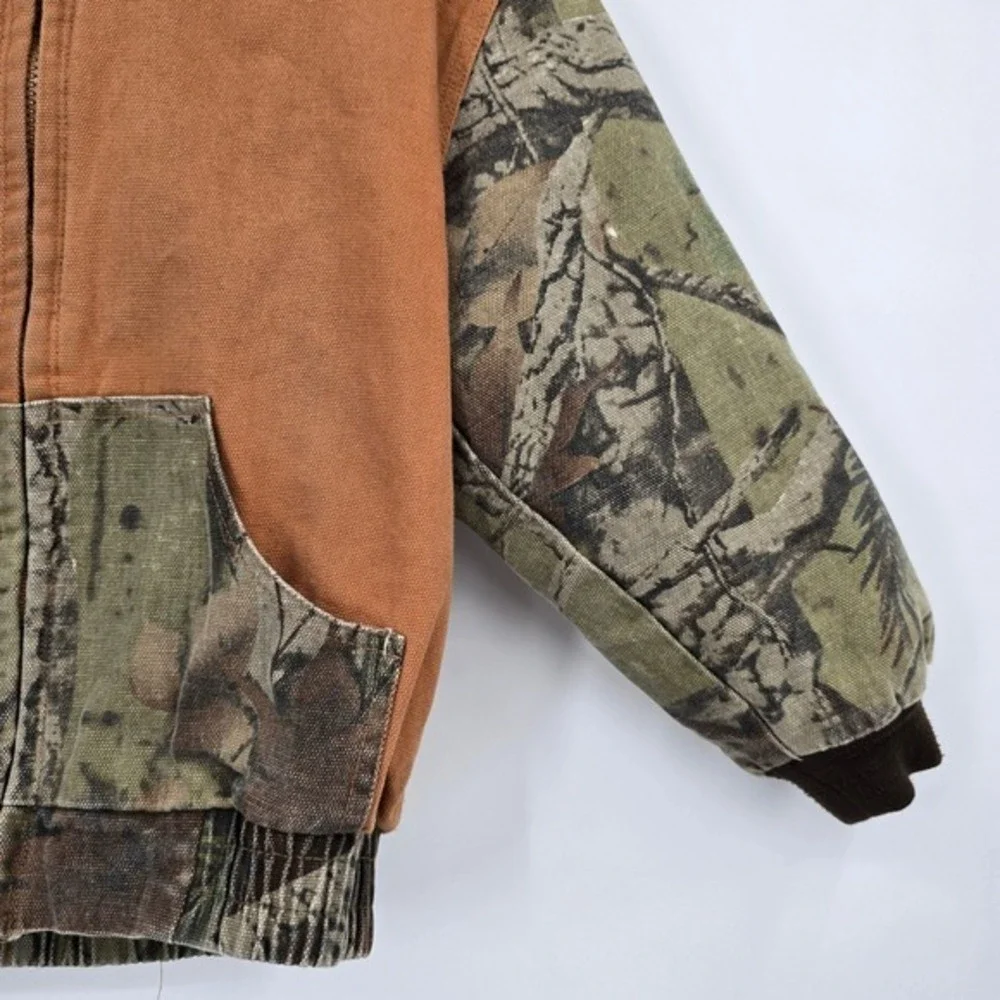 Outdoor Habitat Hooded‎ Jacket Canvas Camo Hunting Outdoors Full Zip Warm Kids